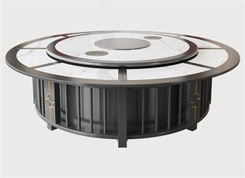 酒店新中式電動餐桌電磁爐火鍋大圓桌