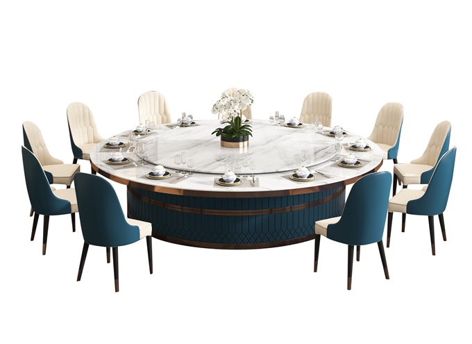 酒店現(xiàn)代時尚豪華電動旋轉(zhuǎn)大理石餐桌