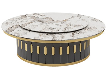 酒店會所現(xiàn)代輕奢大理石電動餐桌大圓桌