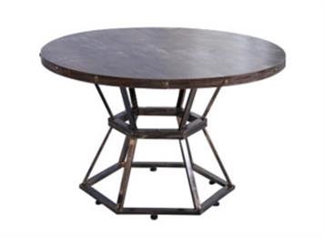 酒樓菜館復(fù)古鐵藝實(shí)木做舊餐桌