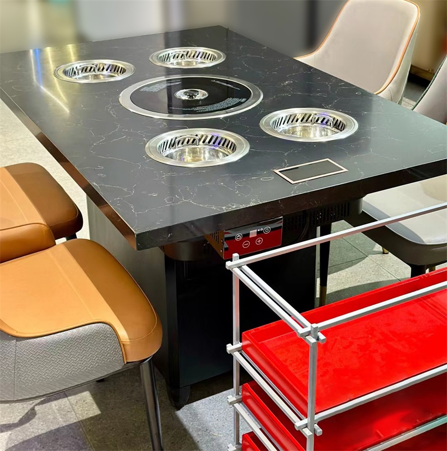 自助烤肉涮鍋一體桌_下排排煙火鍋燒烤一體桌