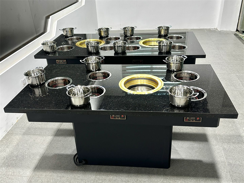 自助火鍋燒烤店大理石無煙烤涮一體桌