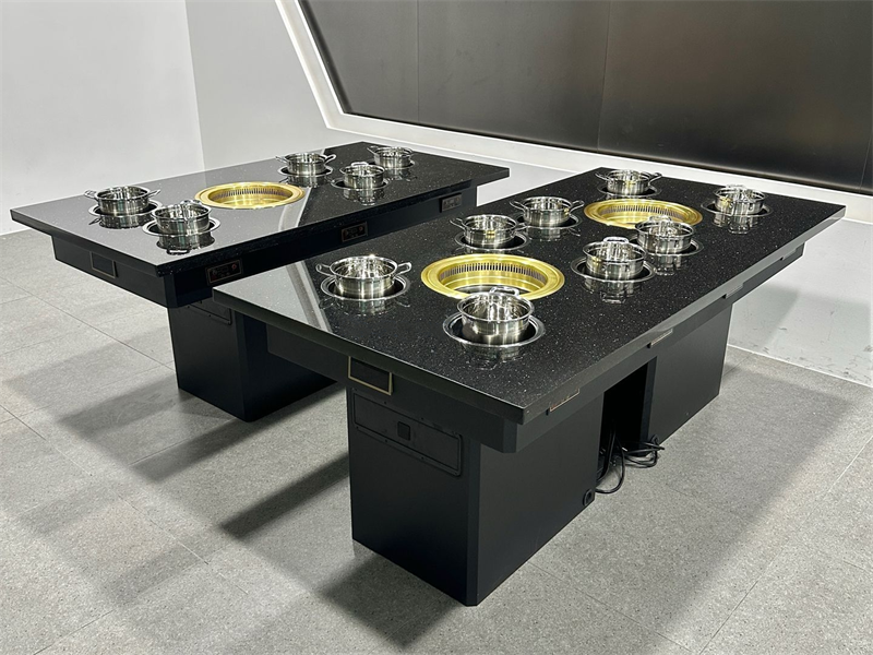 自助火鍋燒烤店大理石無煙烤涮一體桌