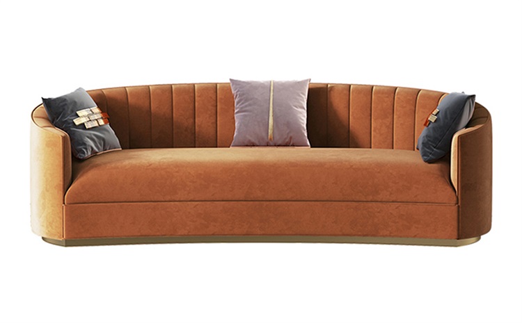 高檔會所創意不銹鋼絨皮弧形沙發