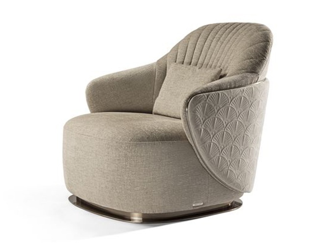 休閑會所意式輕奢布藝時(shí)尚單人沙發(fā)