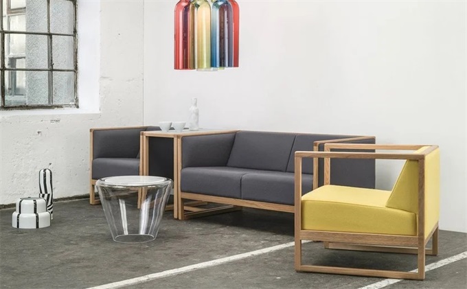 新中式會所實木簡約布藝軟包沙發