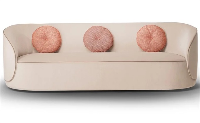 會所后現代意式不銹鋼弧形扶手三人位沙發