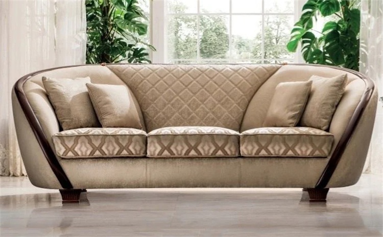 豪華會所大廳意式實木科技布弧形沙發