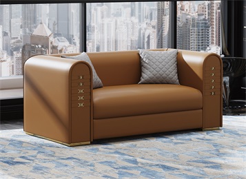 會所客廳意式輕奢皮革軟包商務(wù)沙發(fā)