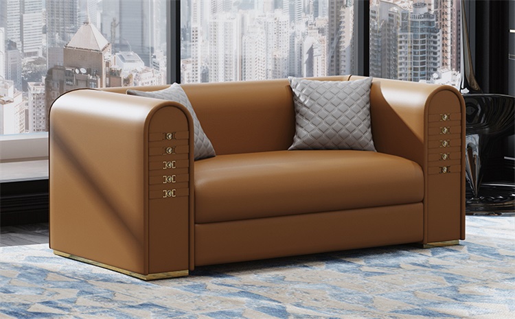 會所客廳意式輕奢皮革軟包商務(wù)沙發(fā)