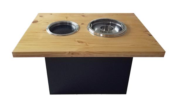 韓式自助實(shí)木無(wú)煙燒烤火鍋一體桌