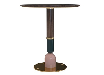 小清新酒吧后現(xiàn)代實(shí)木不銹鋼圓形吧臺