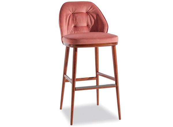 美式現(xiàn)代軟包實木咖啡廳高腳椅