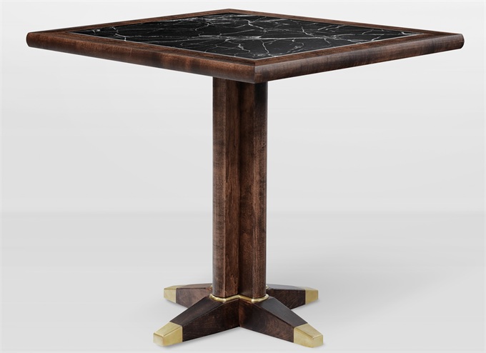 單位食堂古典大理石實(shí)木餐桌椅