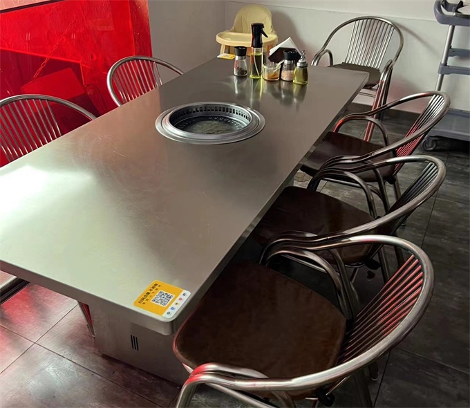 自助烤肉店6人位不銹鋼無煙烤肉桌