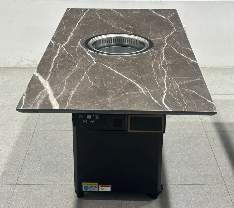 商用無煙電烤桌｜巖板臺面配一體式排煙系統｜烤肉餐廳專用桌