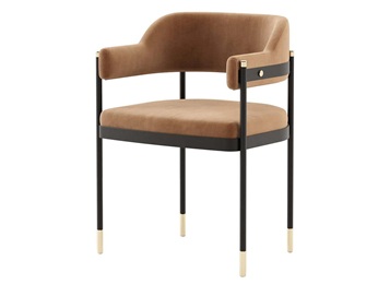 中餐廳現(xiàn)代簡約鐵藝絨皮靠背餐椅