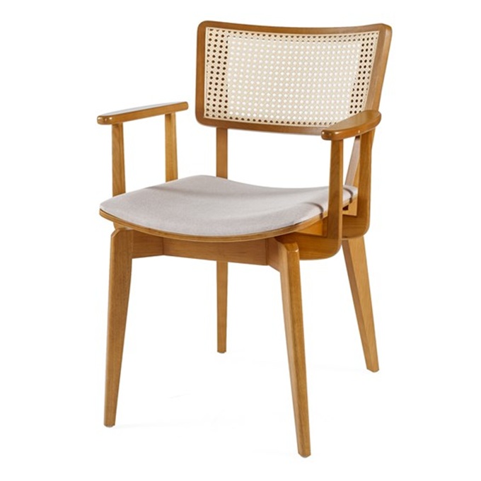 中餐廳田園風(fēng)藤編實(shí)木扶手餐椅