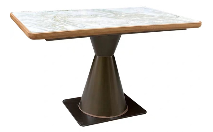 飯店中餐廳實木封邊大理石餐桌