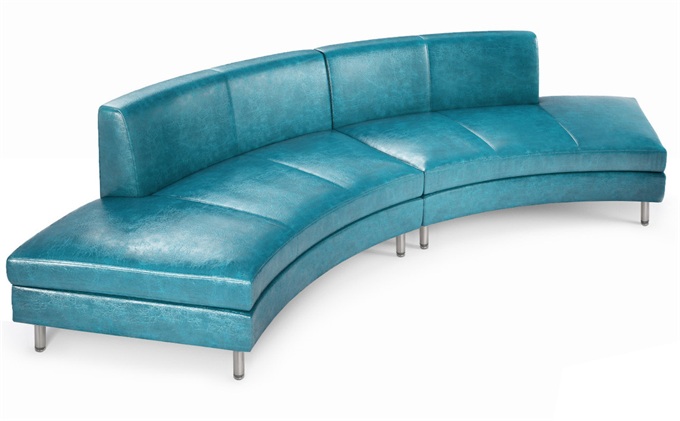 主題餐廳包間真皮弧形卡座沙發(fā)