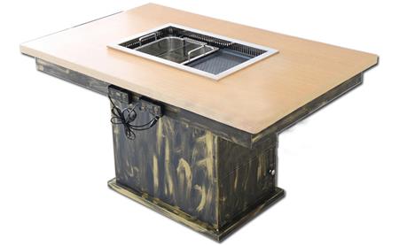 實(shí)木火鍋燒烤一體桌