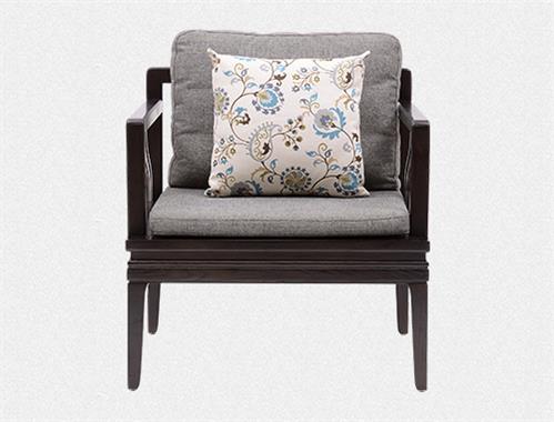 新中式水曲柳 實木沙發古典禪意布藝茶樓椅