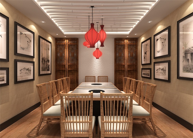 火鍋店中式風格空間裝修設計